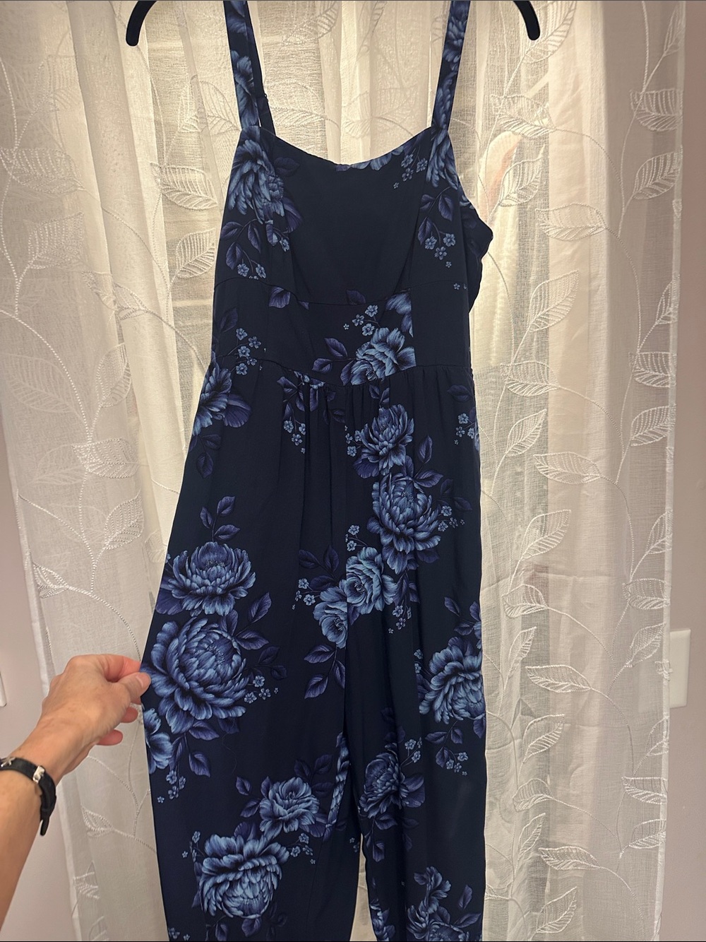 Old Navy Navy Blue Floral Jumpsuit
